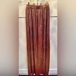 New York & Company Metallic Rose Gold Maxi Skirt